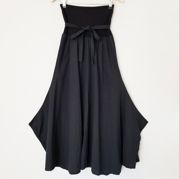 DRAGONFLY Fair Trade Wide Leg High Waist Tie Belt Palazzo Pant M Black Lagenlook - Picture 11 of 15